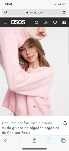 Sudadera corta rosa claro confort con cordón ajustable de al