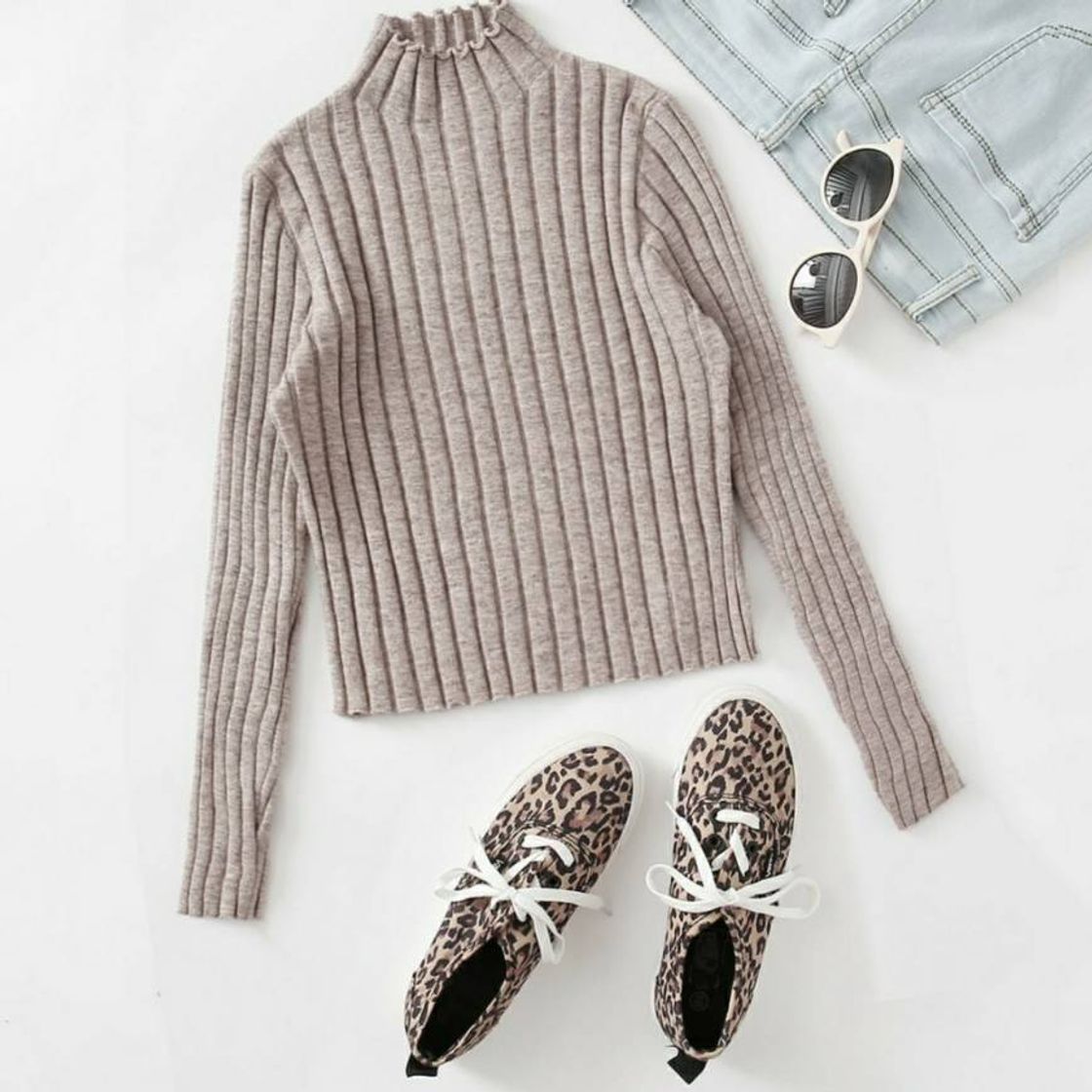 Fashion Ribbed Turtleneck Sweater 