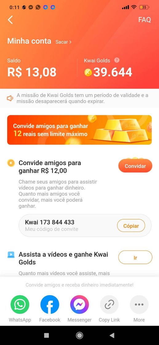 App No kwai você ganhar dinheiro apenas assistindo vídeos😍