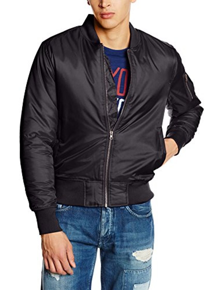 Fashion Urban Classics Basic Bomber Jacket, Chaqueta para Hombre, Negro