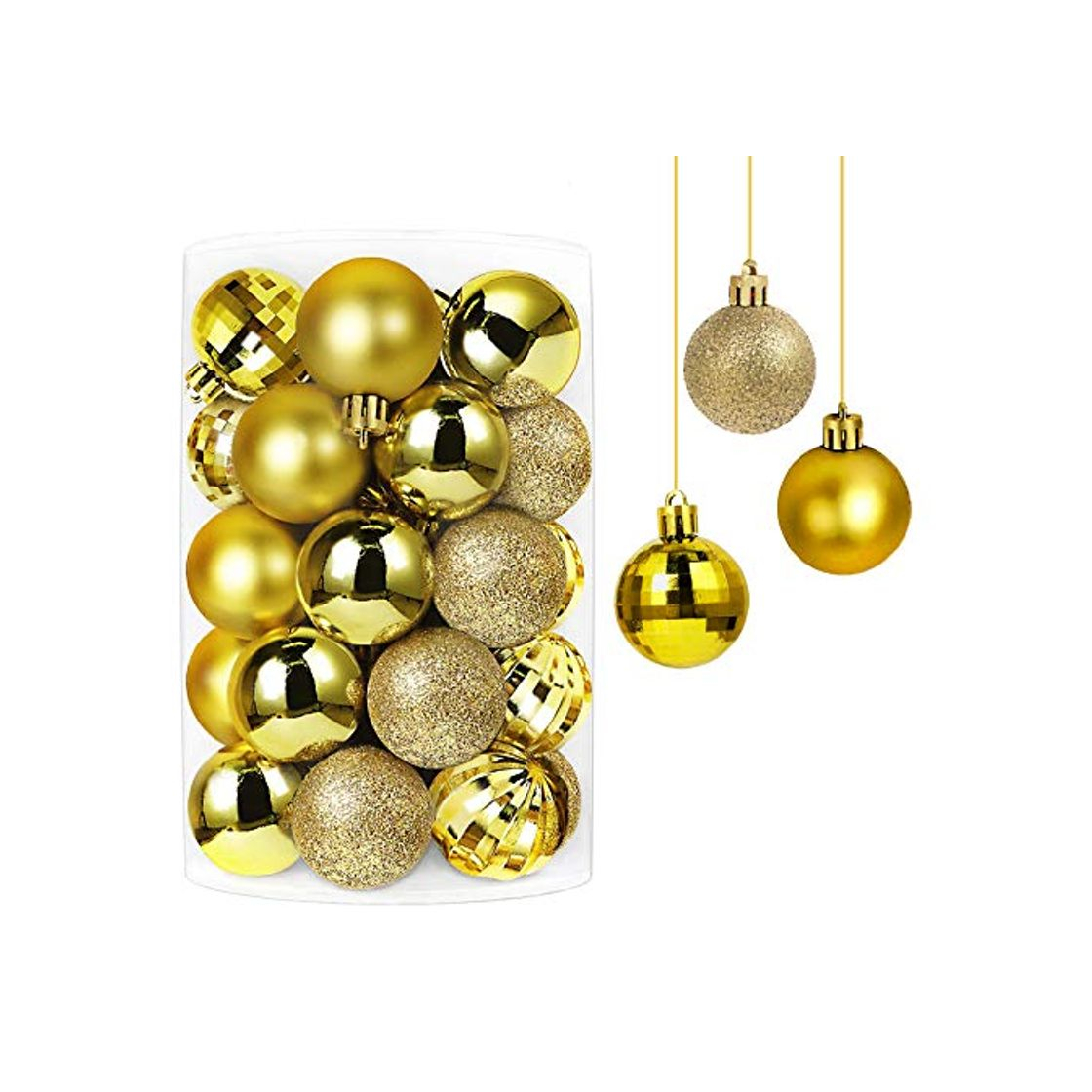 Social Decoraciones Navideñas 34 piezas Bola de Navidad, Tradicional Dorado Irrompible Bolas para