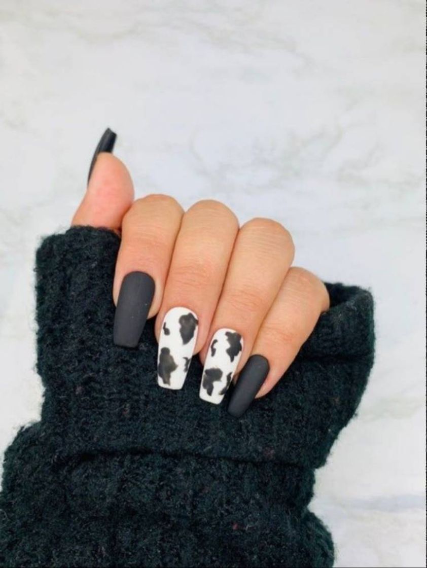 Moda Uñas vaca con negro🐄💅