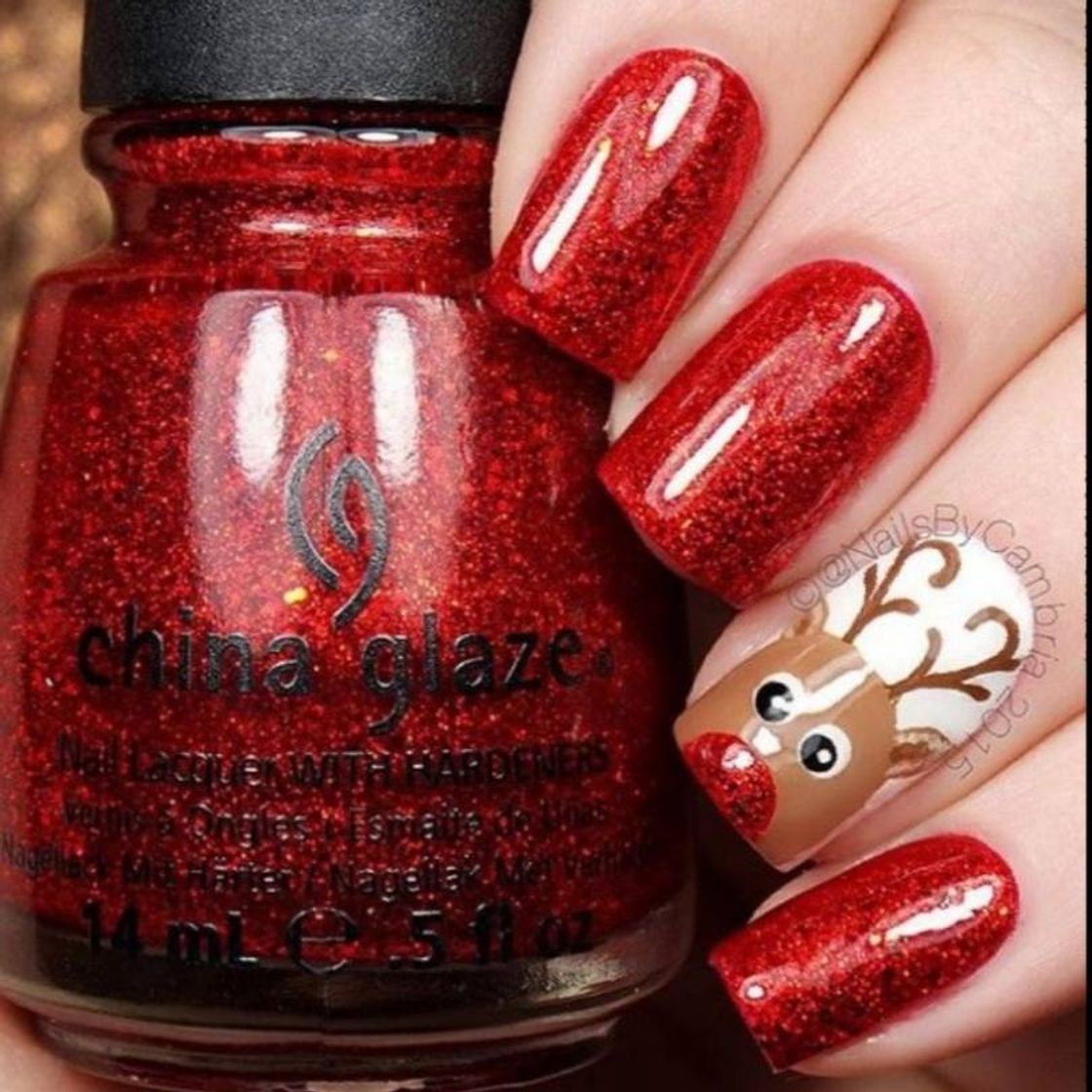 Moda Uñas diseño navideño rojo💅🌲