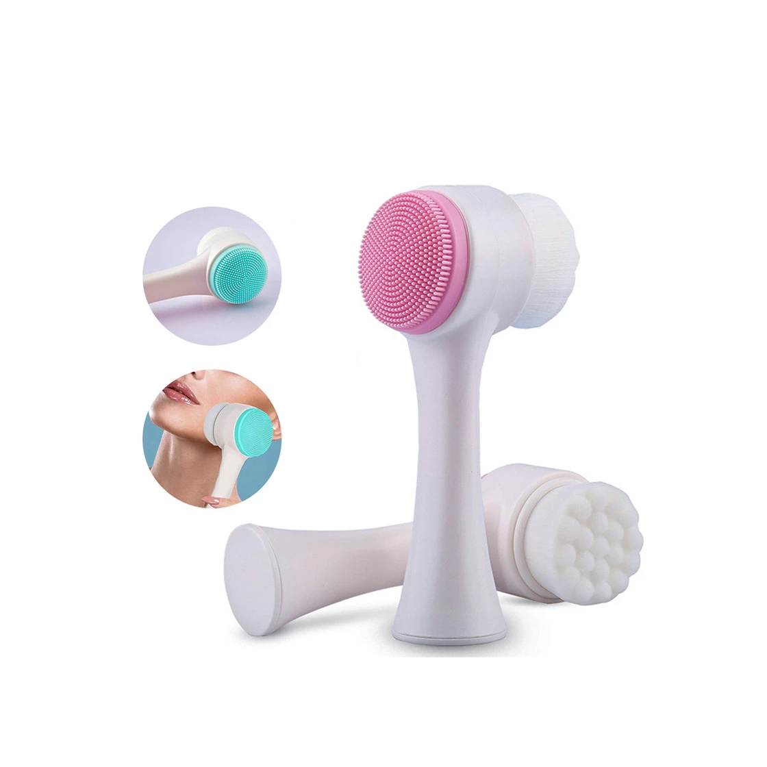 Social 1 PÇ Escova Facial 3D Massagem Limpeza Esfoliação Suave Dia a Dia Skin Care 