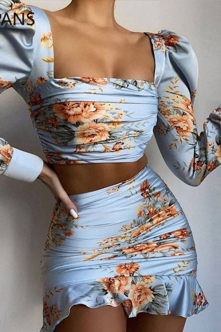 Moda Conjuntinho com estampa de flores🌻