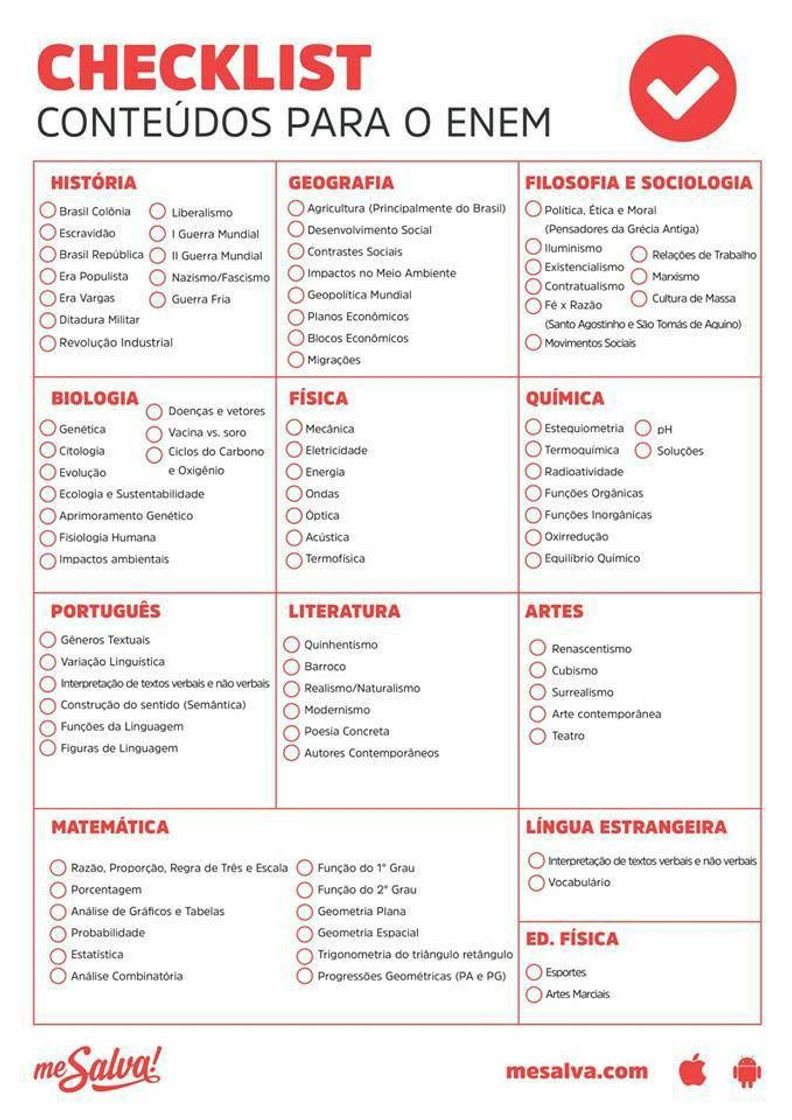 Moda Cronograma estudos para Enem