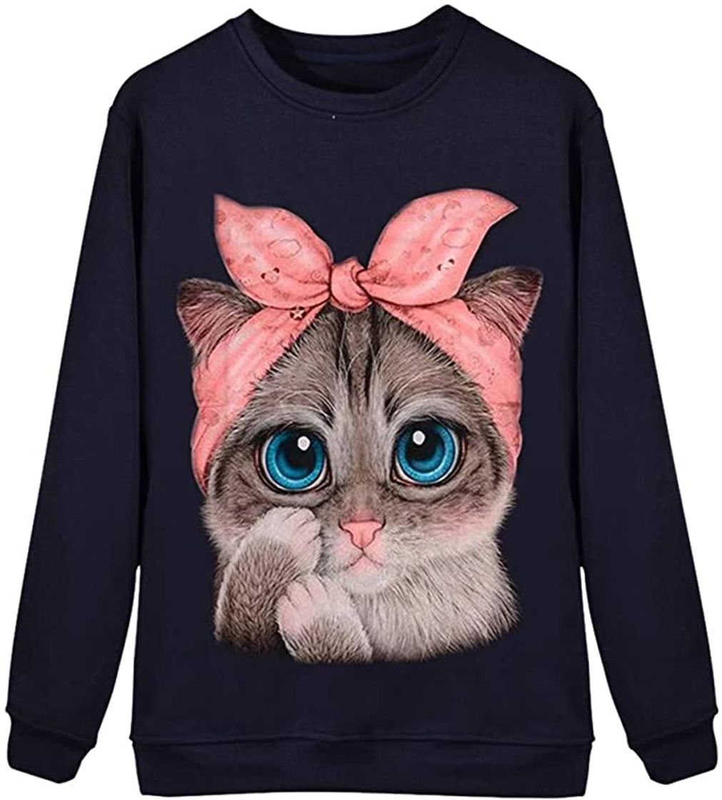 Moda Lenfesh Sudadera con Orejas de Gato Casual Manga Larga Kawaii Sudaderas Adolescentes