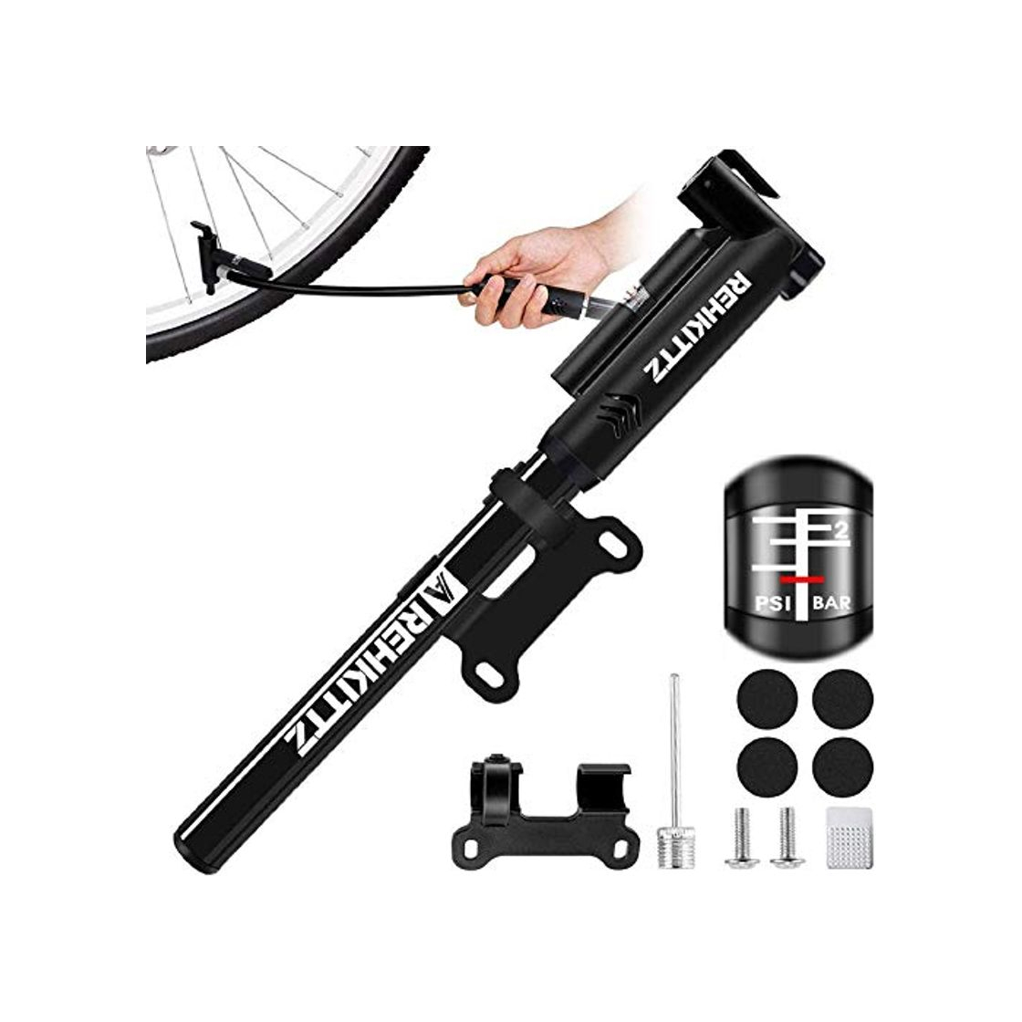 Products AMZOON Bomba Bicicletas Inflador Bici Adicional Manguera Mini Hinchador Bicis Bomba de Aire Bicicleta per BMX MTB Adaptador Válvulas Presta & Schrader