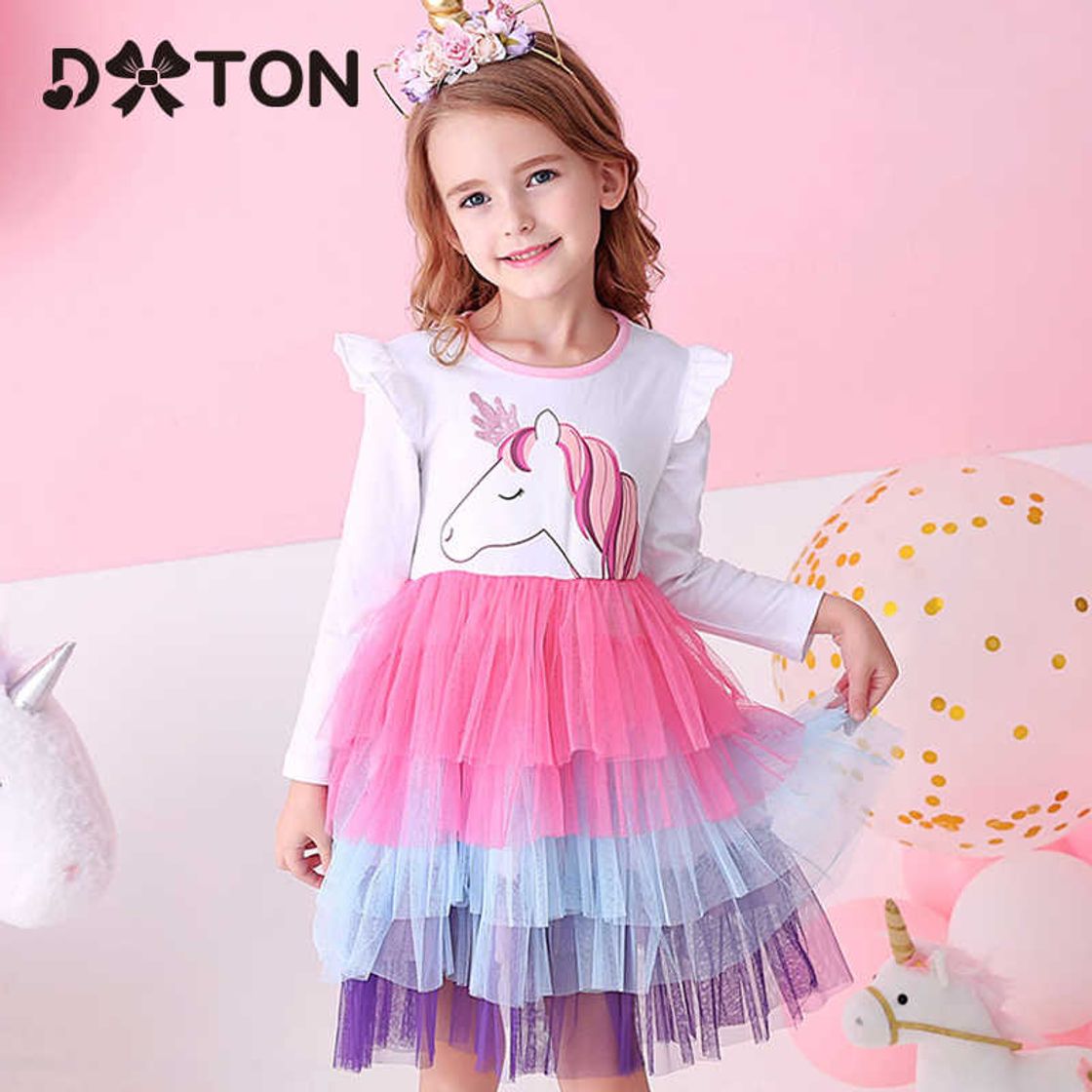 Fashion VIKITA Niñas Vestidos Algodón Animal Bordado Manga Larga Vestido para Niños JM7735 4T