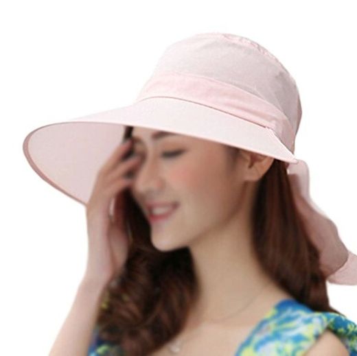 LAMEIDA Gorro de Visera Sombrero de Lona Sombrero de Playa Sombrero Plegable Ajustador para Mujeres Ciclismo Sombrero de Sol de Verano Protección UV Protector Solar Plegable 1PCS Rosa