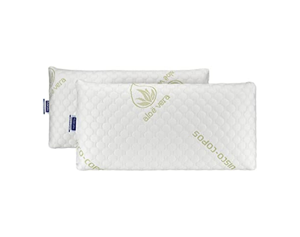 Product Todocama - Almohada viscoelástica Aloe Vera con Copos 100% viscoelásticos. Tejido Strech