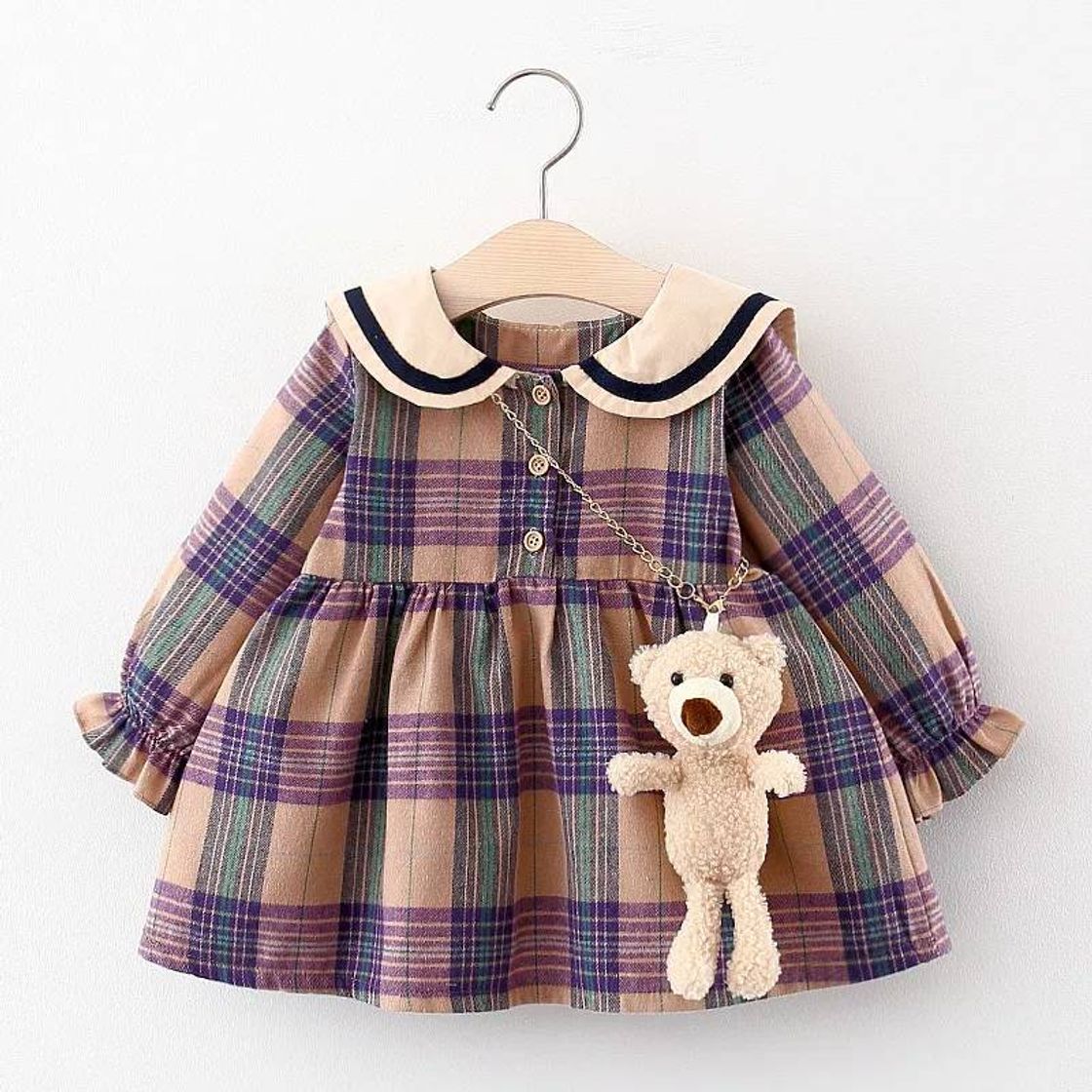 Product Plaid lapel collar dress