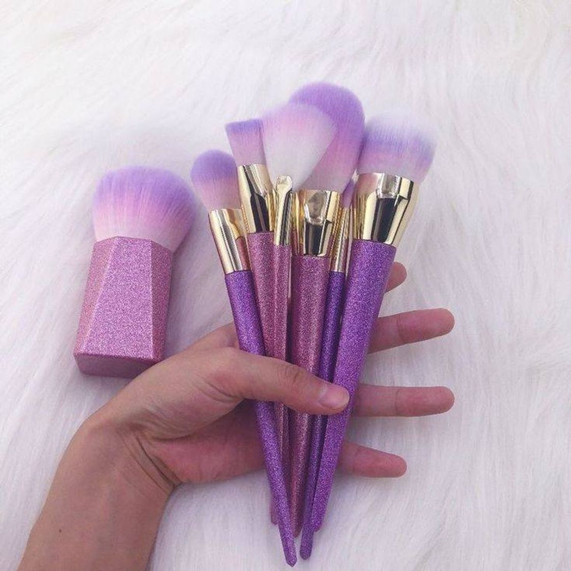 Moda Pincéis roxo com glitter💜✨