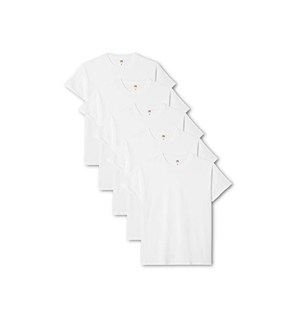 Social Fruit of the Loom Mens Original 5 Pack T-Shirt Camiseta, Blanco