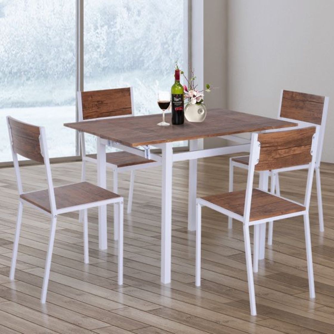 Products HomCom® 5 Piezas Conjunto de Mesa Extensible y 4 Sillas de