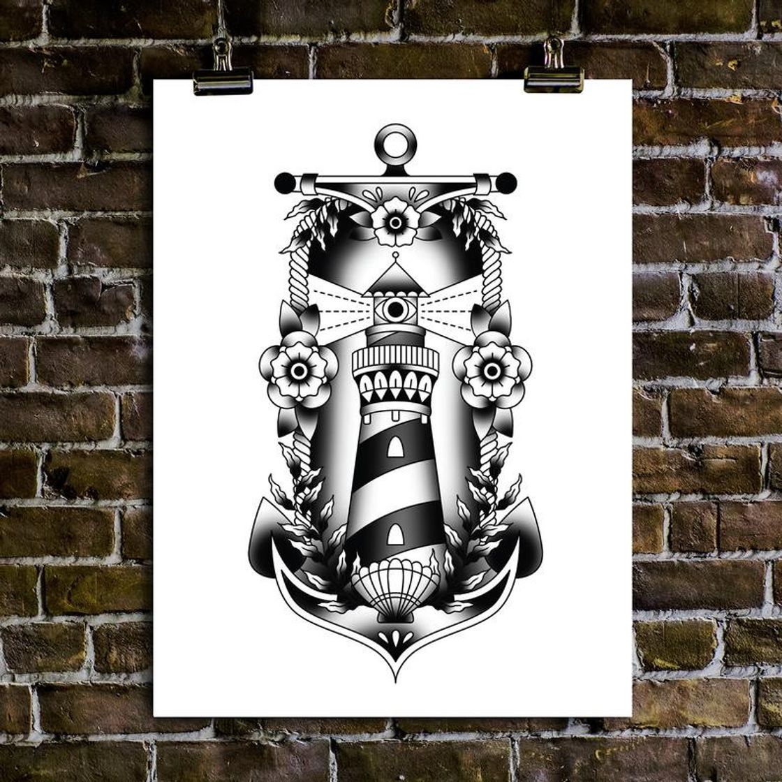 Fashion Nautical Set - Lighthouse, Anchor, Traditional Tattoo Flash