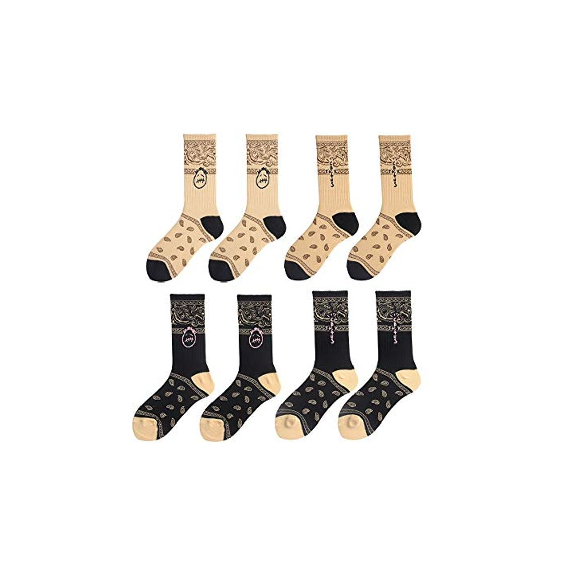 Fashion TTD 4 paquetes Calcetines de moda callejera Calcetines de algodón de tubo Travis Scott para hombres y mujeres medias de skate