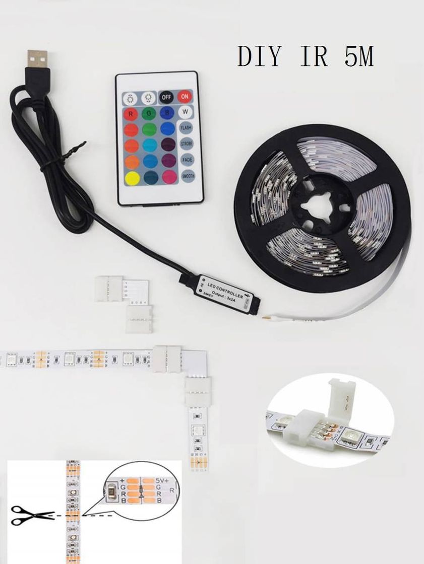 1 pieza luz de tira multicolor con control remoto