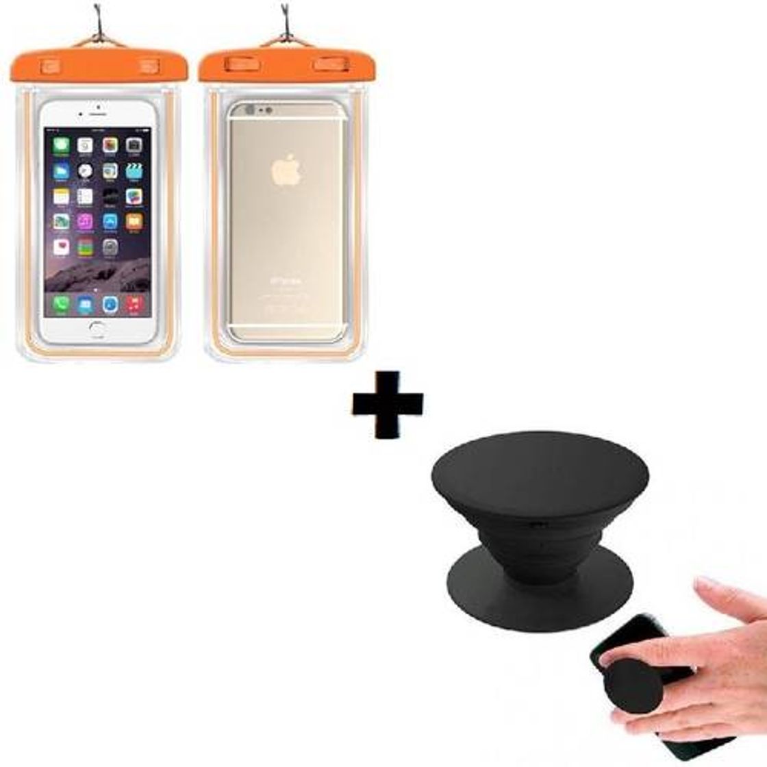 Moda Kit capinha para celular à prova d'água e pop socket.