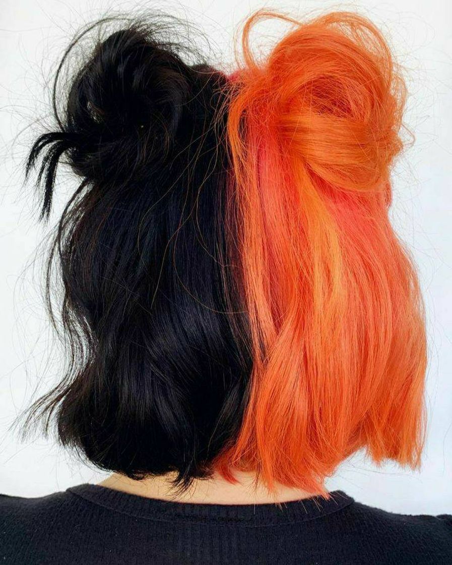 Cabelo cor laranja e preto