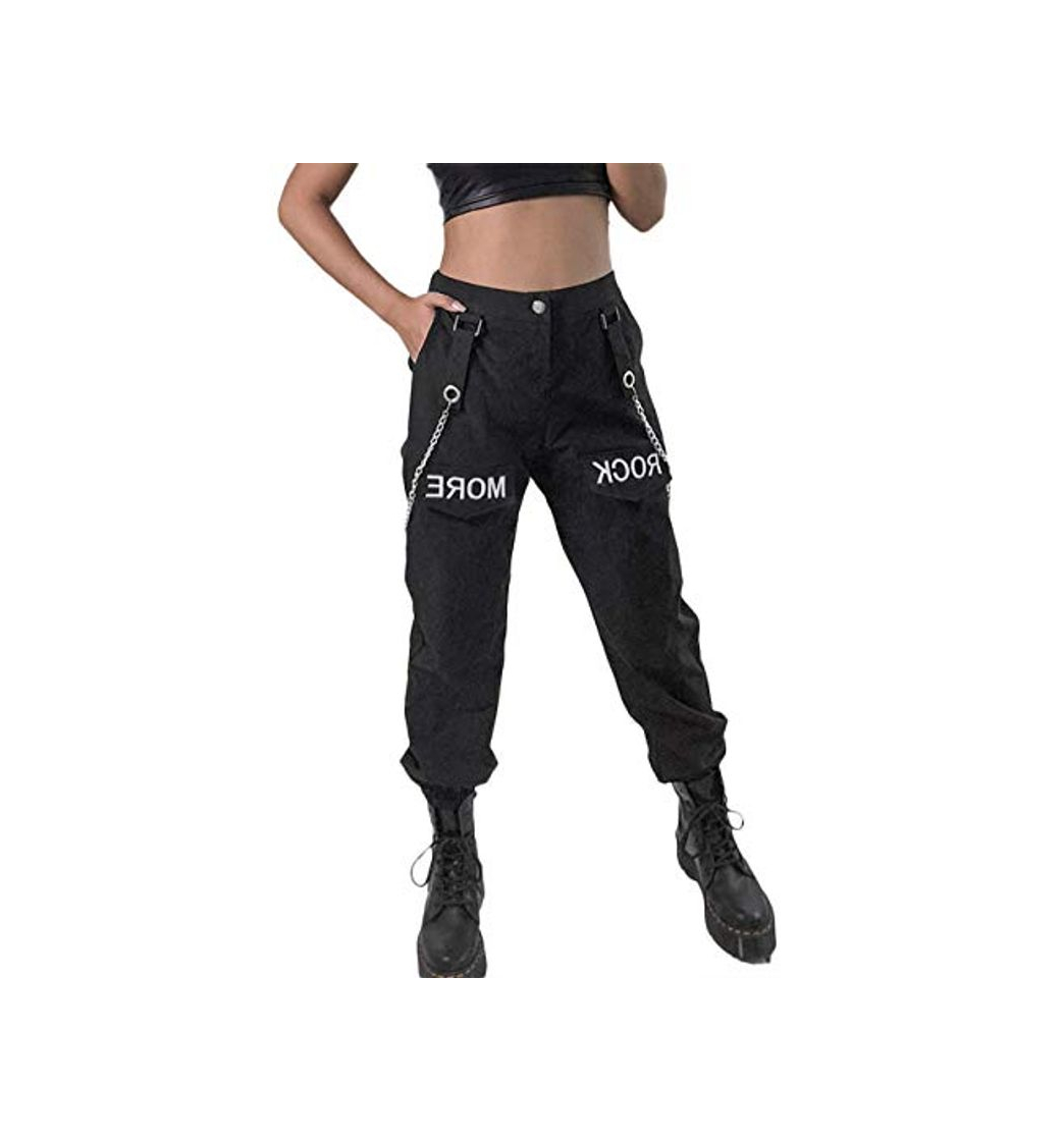 Producto SOMTHRON Mujer Carga Holgado Hip Hop Pantalones con Cadena Cintura Alta Pantalones