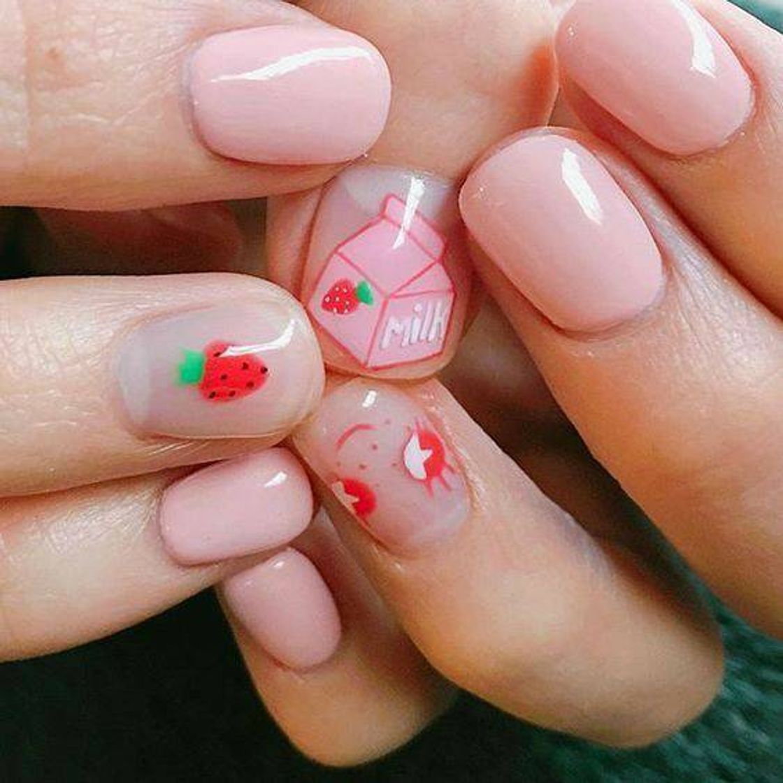 Fashion unhas rosa kawaii