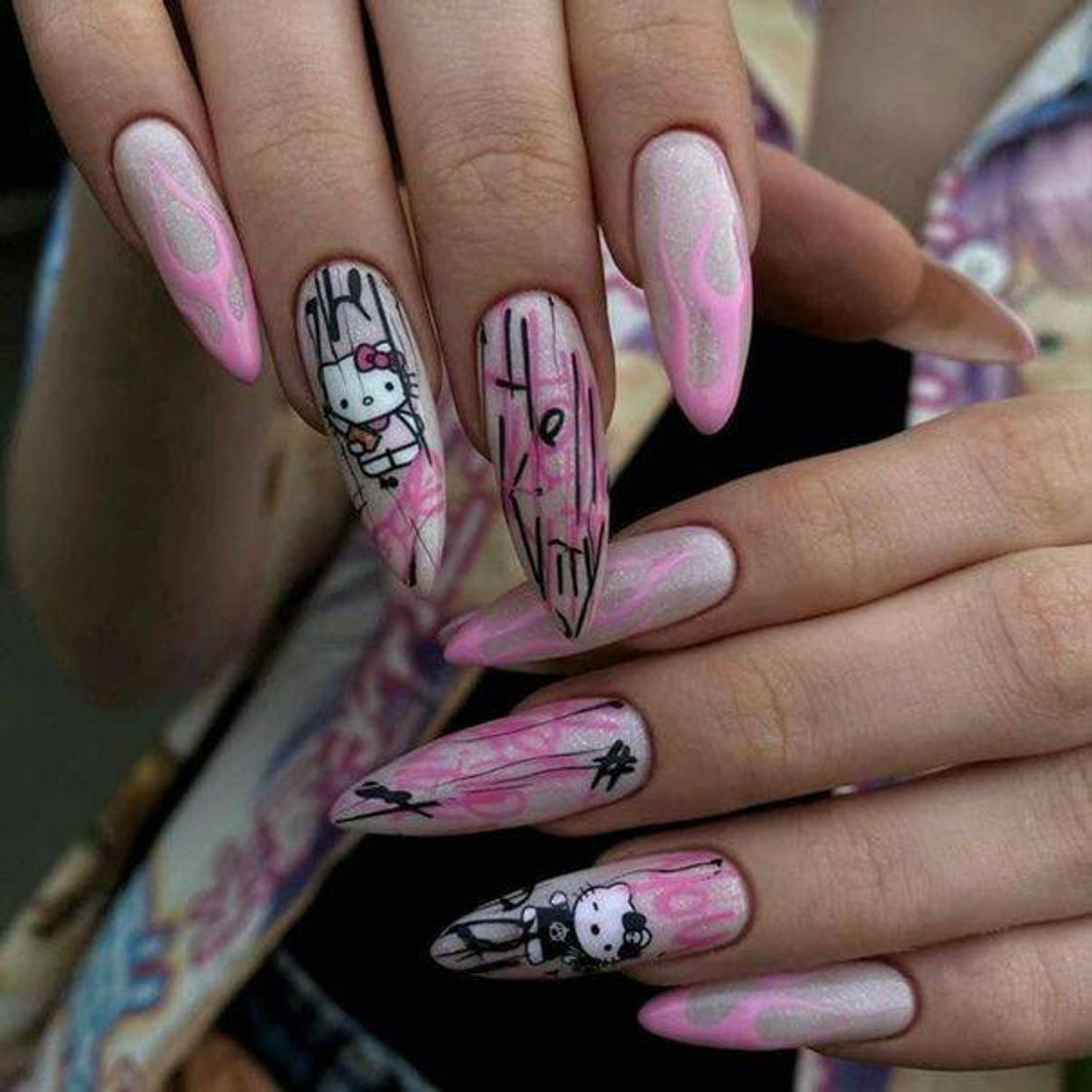 Fashion unhas hello kitty goth