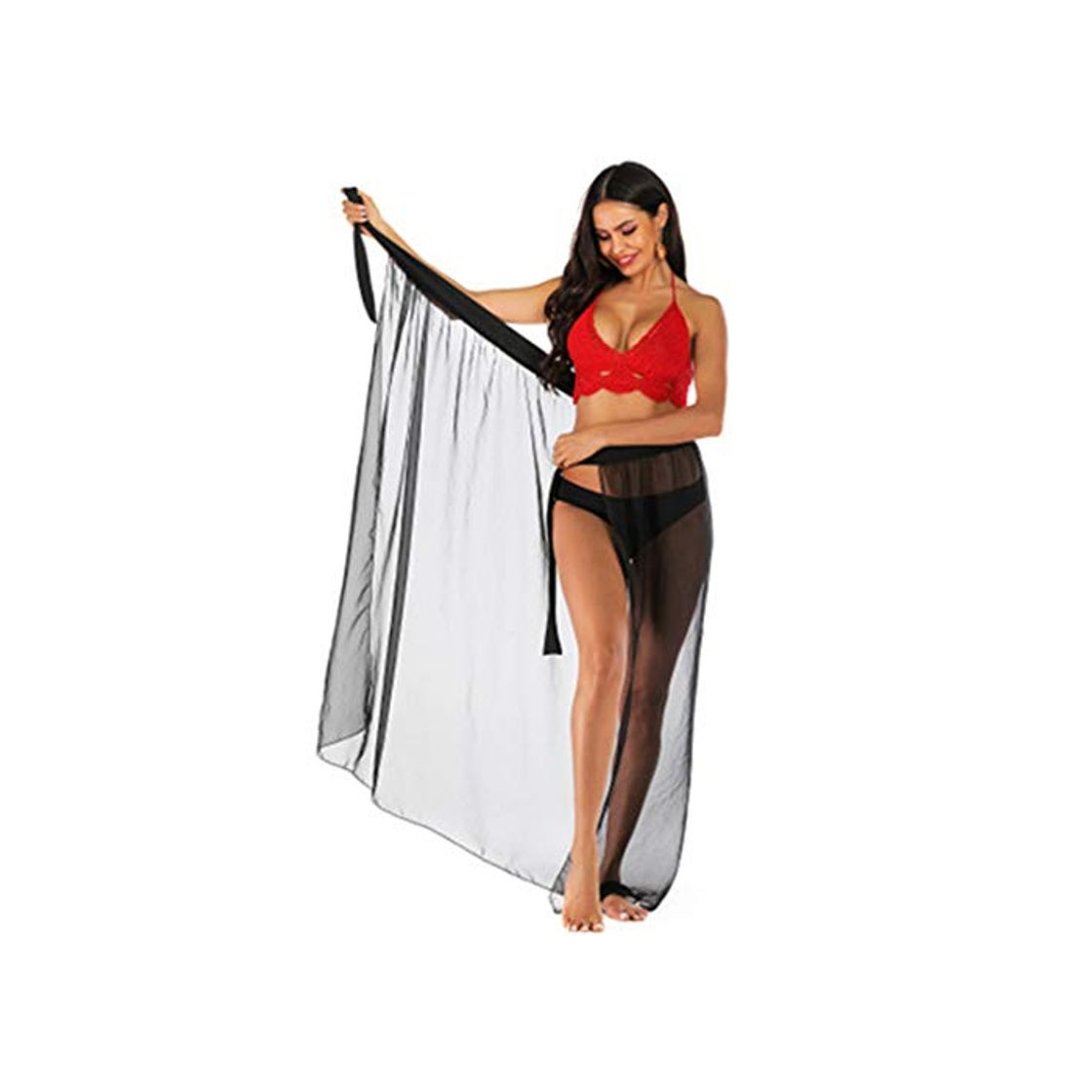 Social ZHER-LU Vestido de playa para mujer, bikini, falda de playa transparente, falda