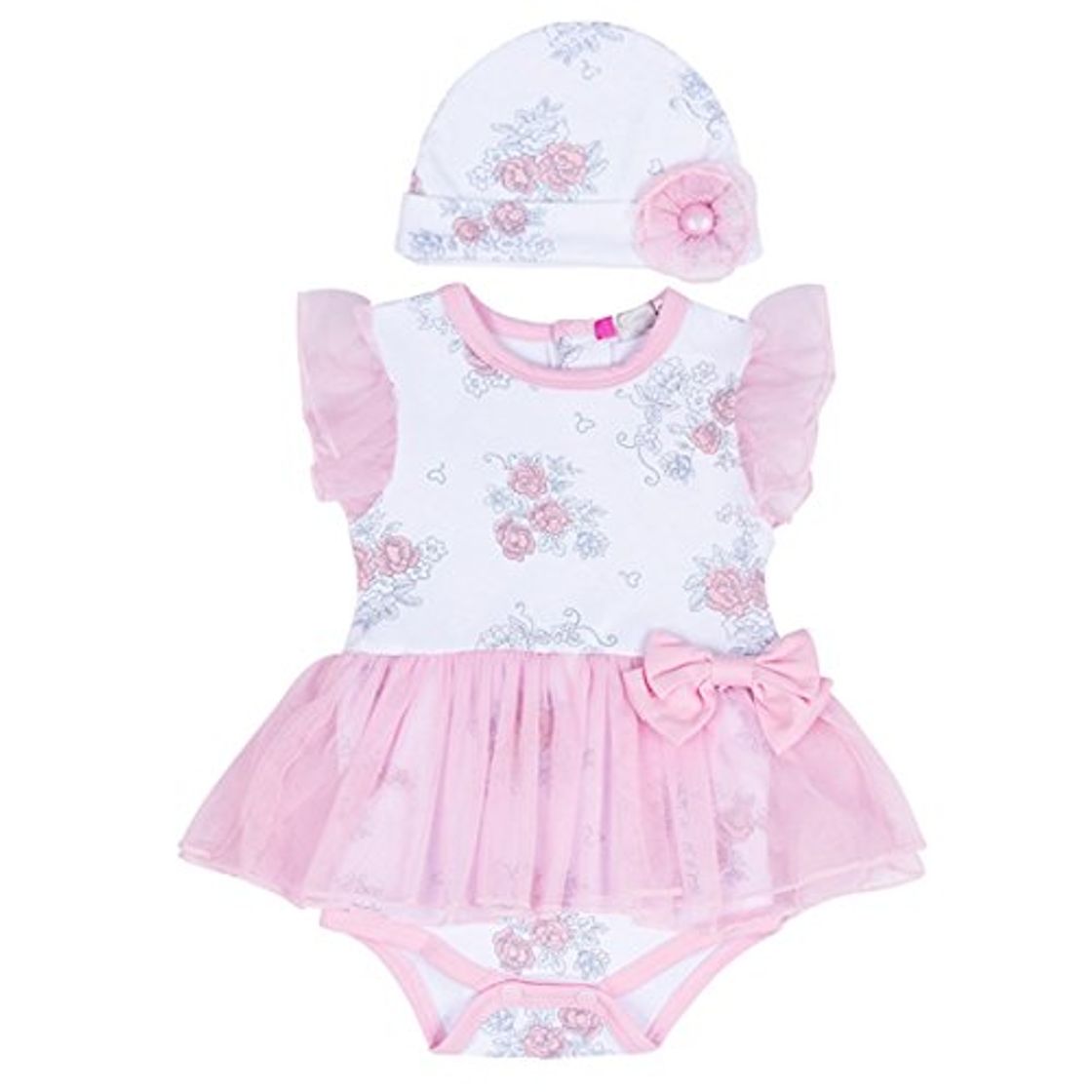 Fashion Bebé recién Nacido Floral Princesa niñas Malla tutú Mameluco Vestido Sombrero Ropa