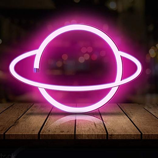 Neon Light LED Planet Neon Signs, Planet Shaped Neon Sign Wall Decor