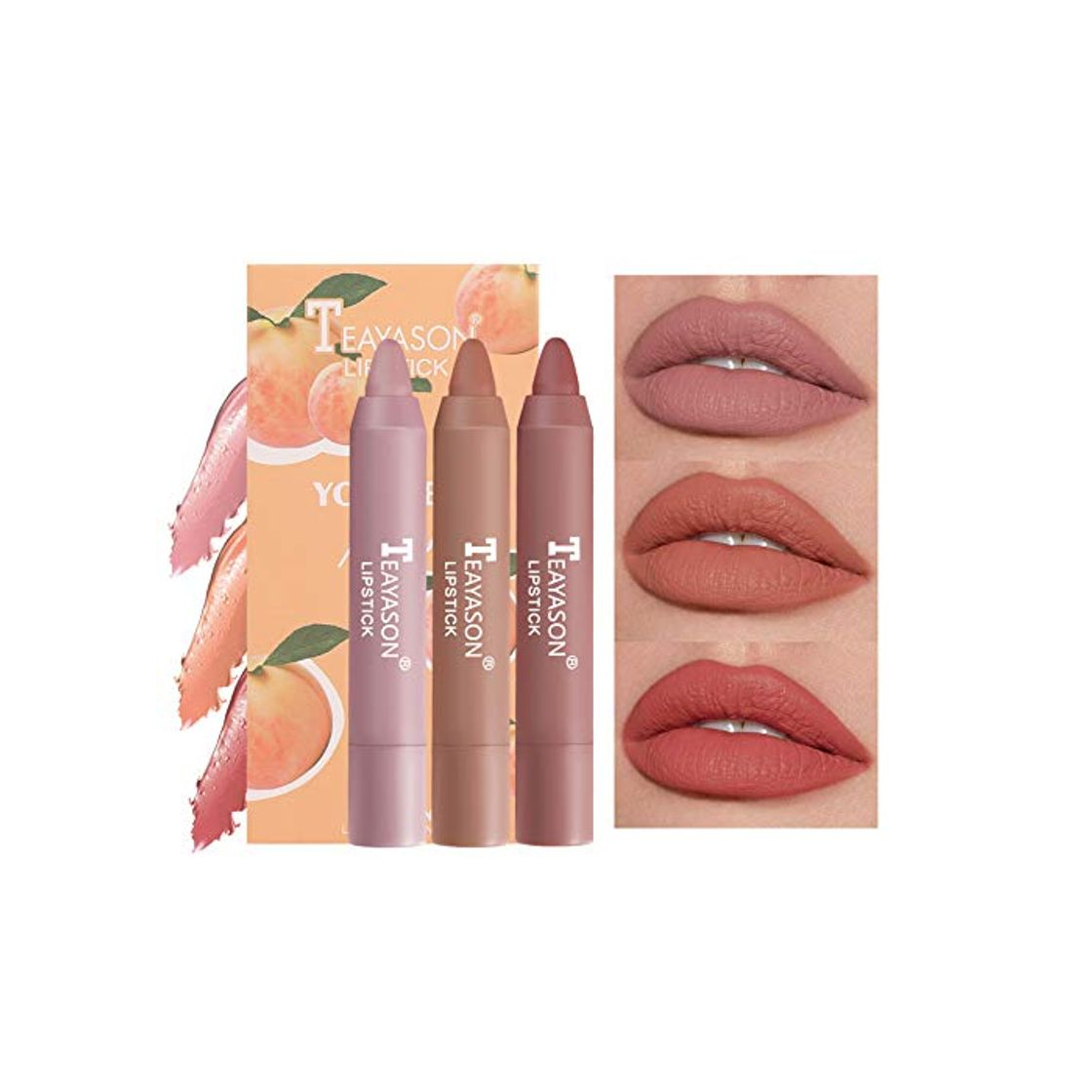 Social Mimore Lápiz labial 3 piezas/juego Sabor a fruta Mate Lápiz labial Crayon
