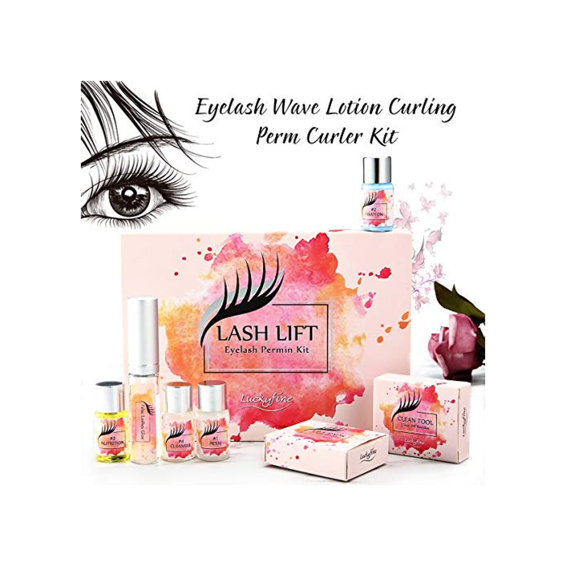 Products Luckyfine Kit de Permanente de Pestañas, Eyelash Perm Liquid Eyelash Wave -