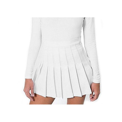 Yying Minifaldas Plisadas con Cintura Alta de Mujer Falda Escolar con Patinadora Blanca para niñas