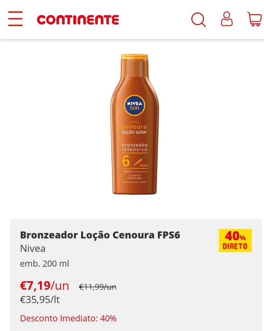 Fashion Bronzeador Loção Cenoura FPS6 - Nivea | Continente Online