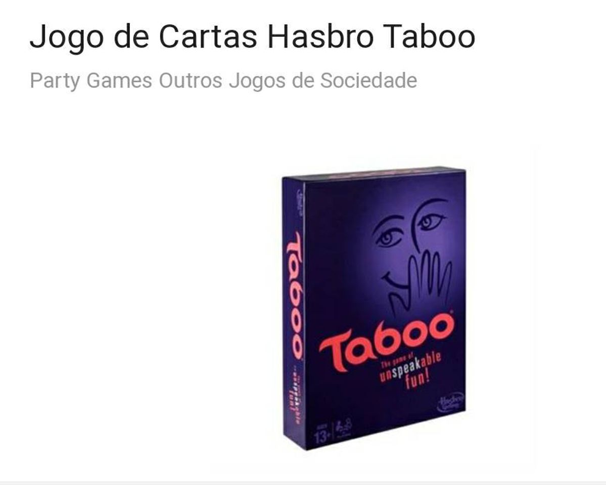 Moda https://www.fnac.pt/mp1486286/Jogo-de-Cartas-Hasbro-Taboo?gc