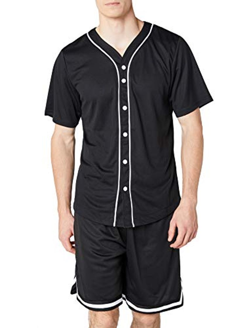 Product Urban Classics Camiseta Baseball Mesh Jersey con Botones a Presión con Vivos