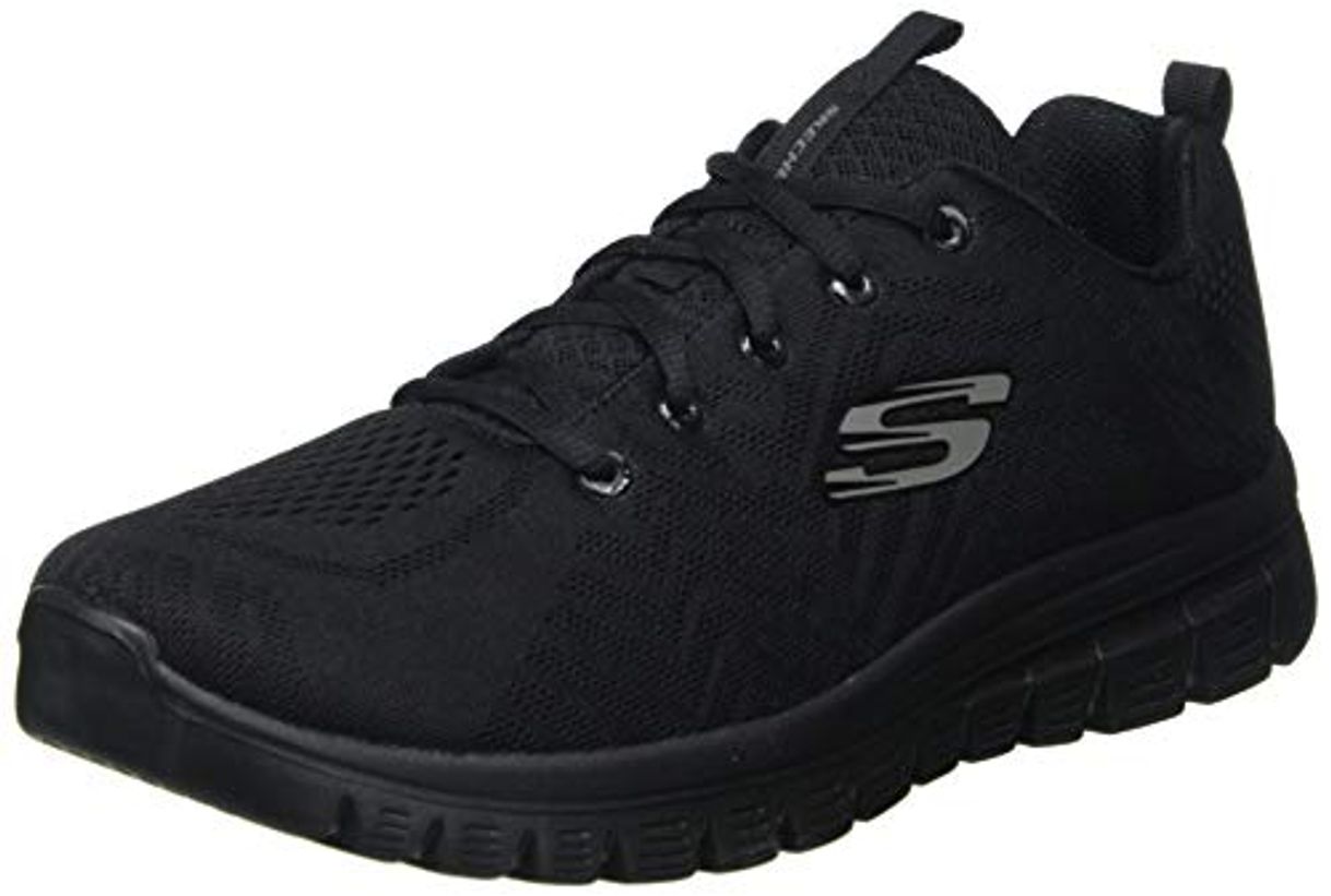 Social Skechers Women 12615 Low-Top Trainers, Black