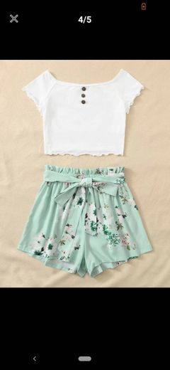 💠 Conjunto de top y short floreado