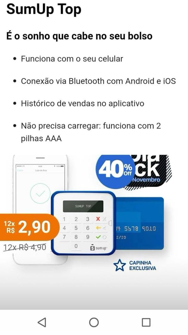 App SumUp maquininhas sem aluguel