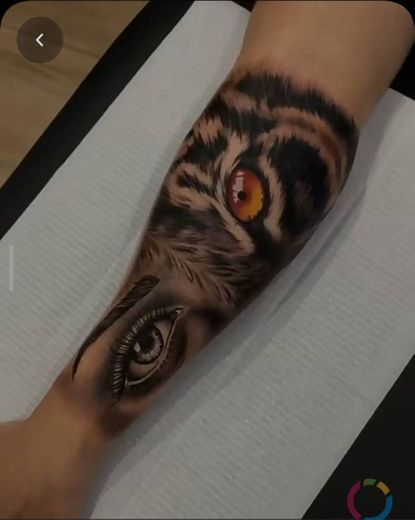 Tatuagem de olho de tigre em preto e cinza