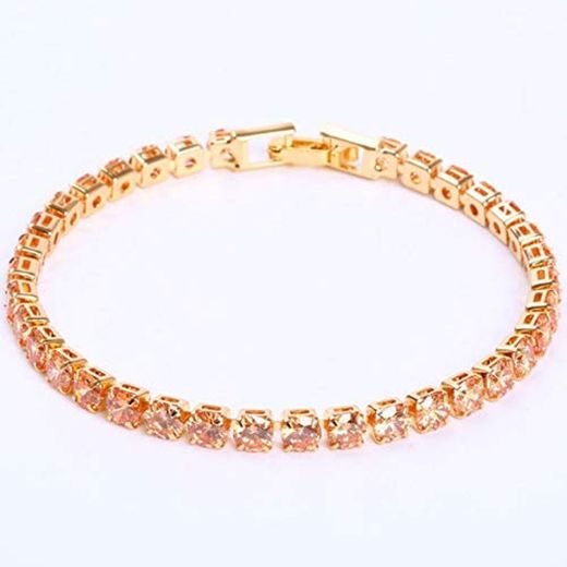 DASHUAIGE Pulsera Pulseras De Tenis De Circonio Cúbico De 4 Mm Pulsera De Cristal con Cadena De Boda para Mujeres Hombres Pulsera De Plata Y Oro Joyas