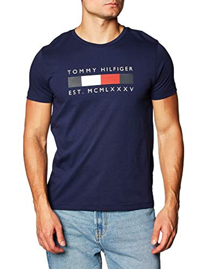 Moda Tommy Hilfiger Logo Box Stripe tee Camiseta