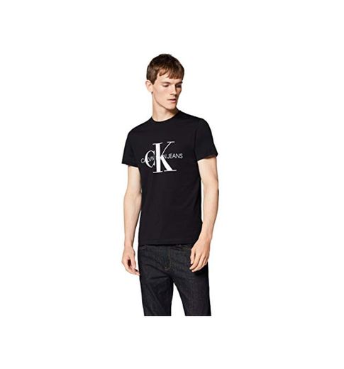 Calvin Klein Iconic Monogram SS Slim tee Camiseta, Negro