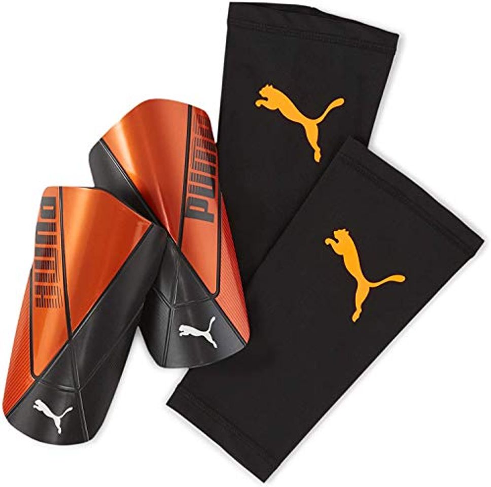 Product PUMA ftblNXT Team Sleeve Espinillera Fútbol, Unisex-Adult, Naranja/Negro