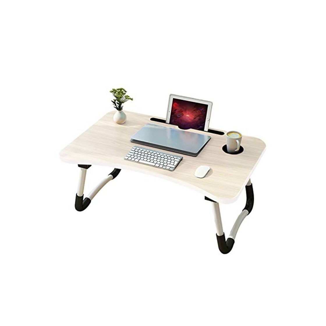 Productos arvioo Mesa para portátil Mesa portátil Cama para Mesa Lapdesks para portátiles Altura Plegable 60 x40x 28 cm（Ranura y portavasos）