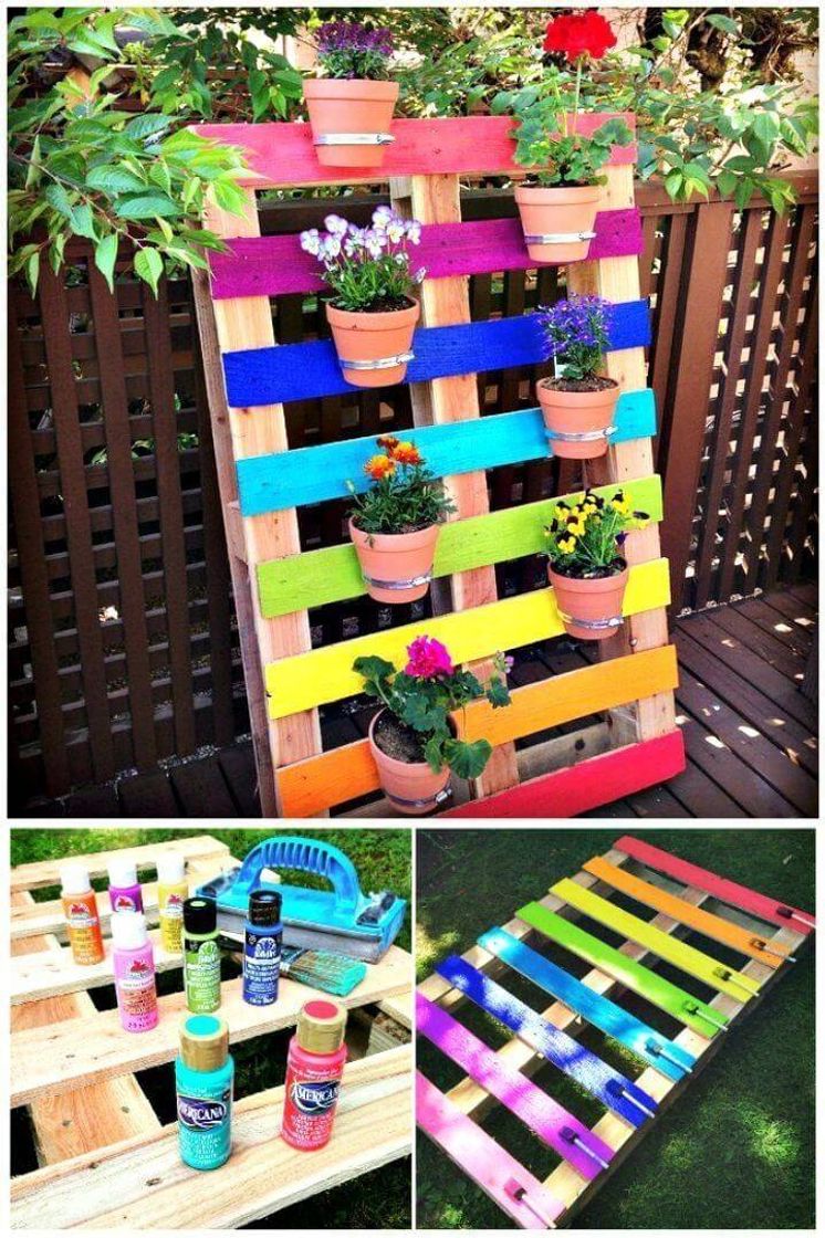 Moda Pallet colorido para plantinhas🌱