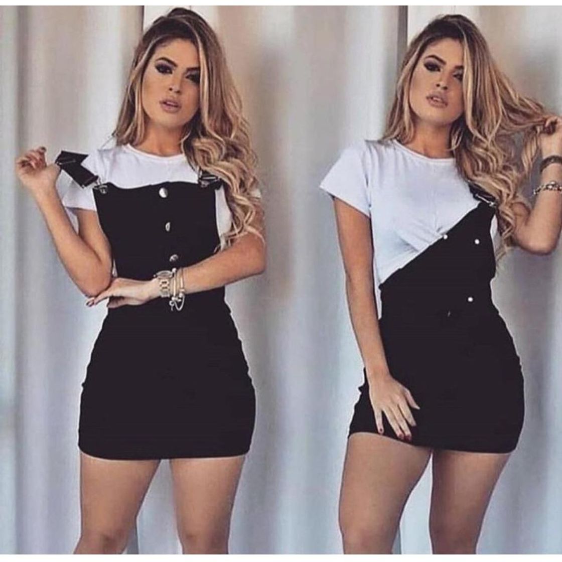 Social Vestido jardineira com suspensório