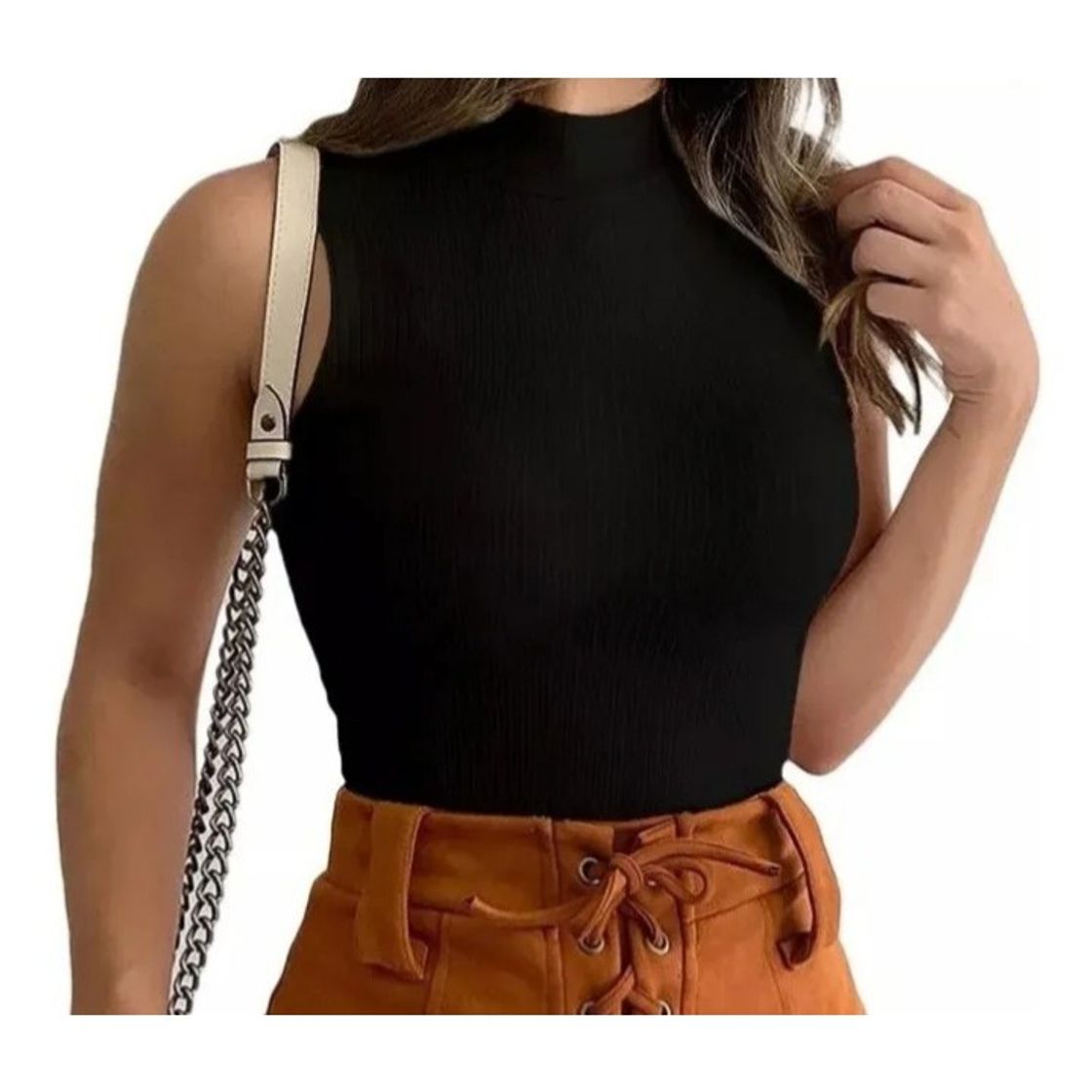 Social Blusinha canelada regata gola alta