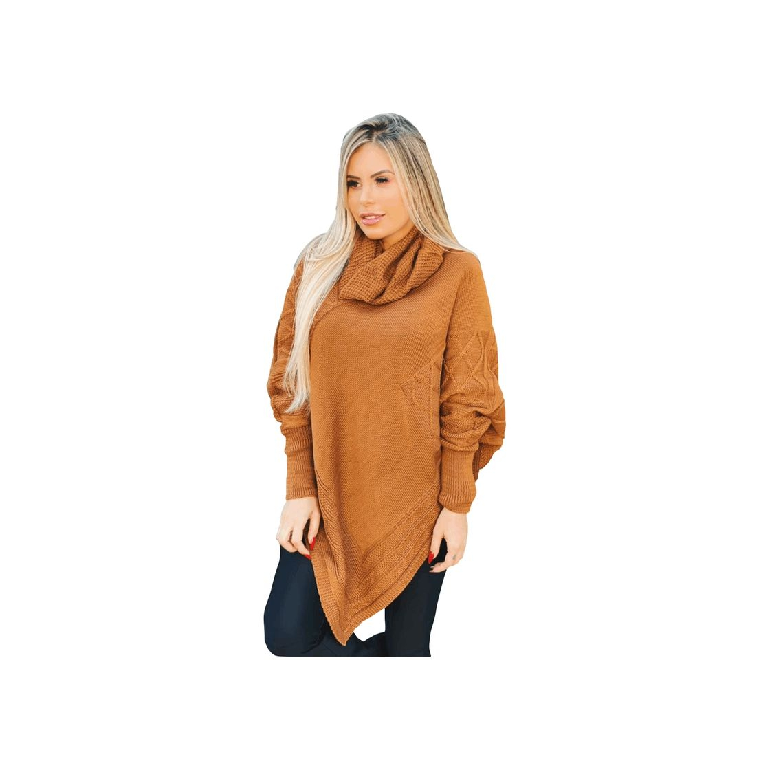 Moda Blusa capa tricô 