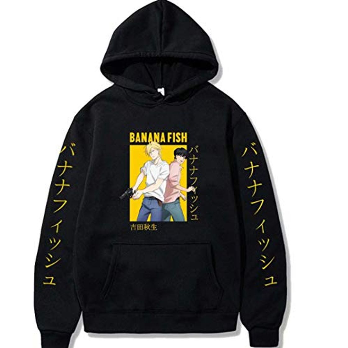 Moda Banana Fish Ash Lynx Eiji Anime Print Sudadera con Capucha Pullover con Bolsillo Frontal